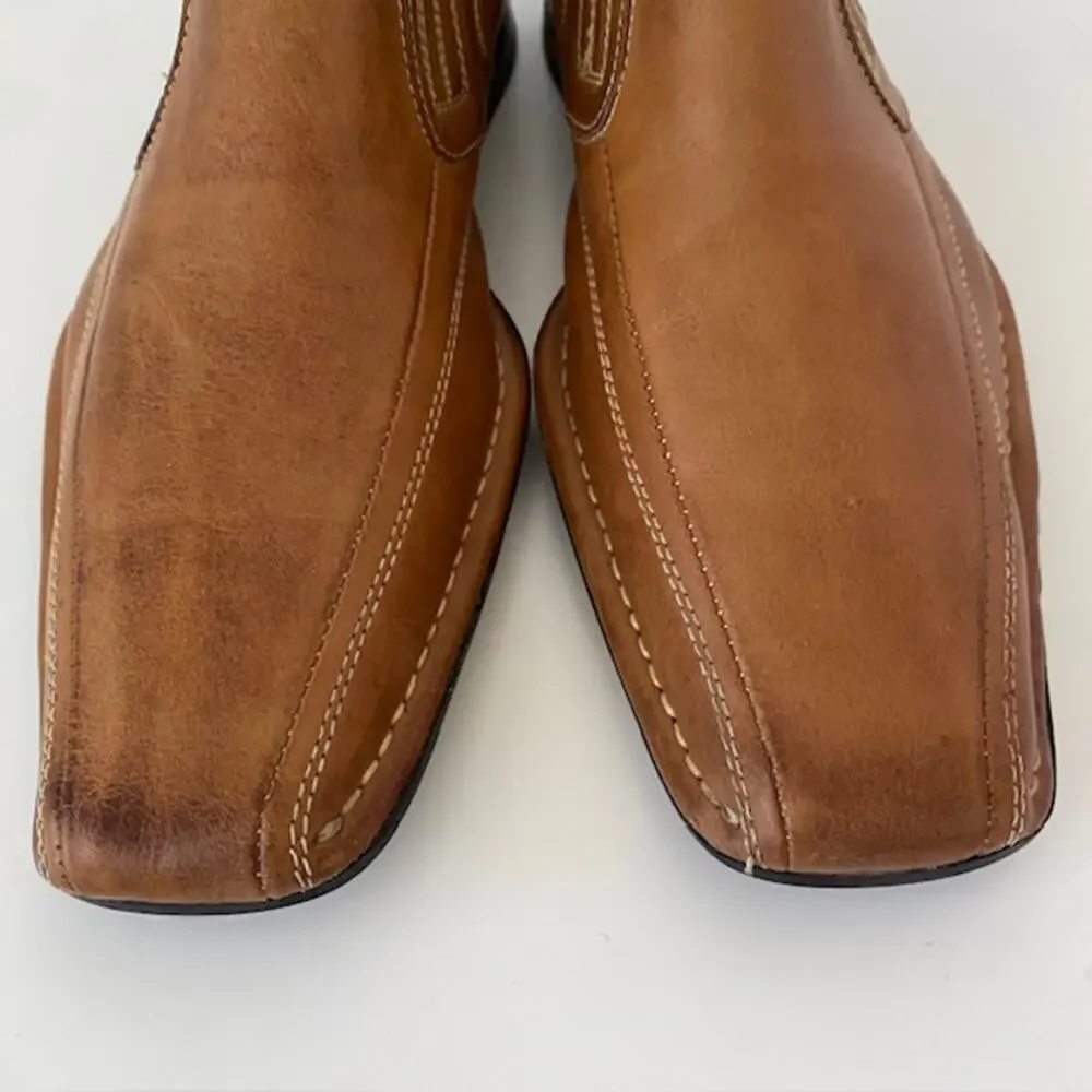 Aldo Loafers Cognac Brown Leather Slip-On Side Stretch Men's 41 (US 8)‎